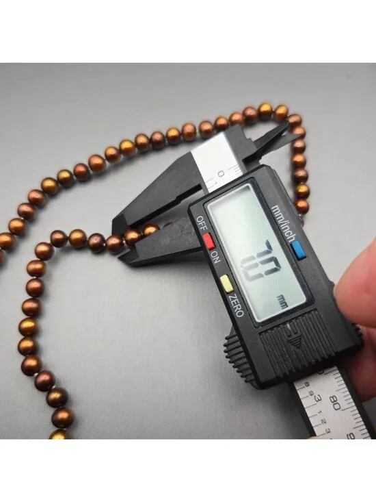 Vintage Bronze Cultured Pearl Necklace 10K Yellow Gold Clasp Hand Knotted 16" - Picture 8 of 10